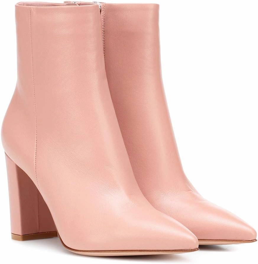 LEHOOR Women Fashion Chunky Block Heel Pointed Toe Ankle Booties Classic Side Zipper Short Boots 4-11 M US