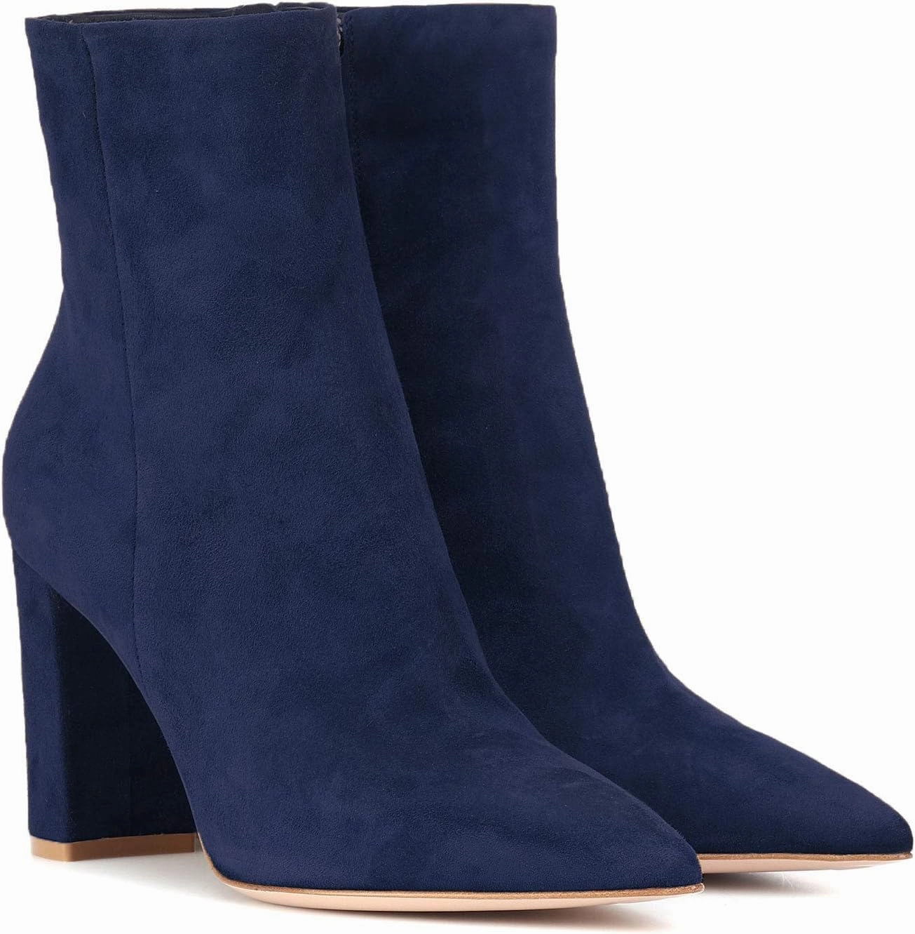 LEHOOR Women Fashion Chunky Block Heel Pointed Toe Ankle Booties Classic Side Zipper Short Boots 4-11 M US