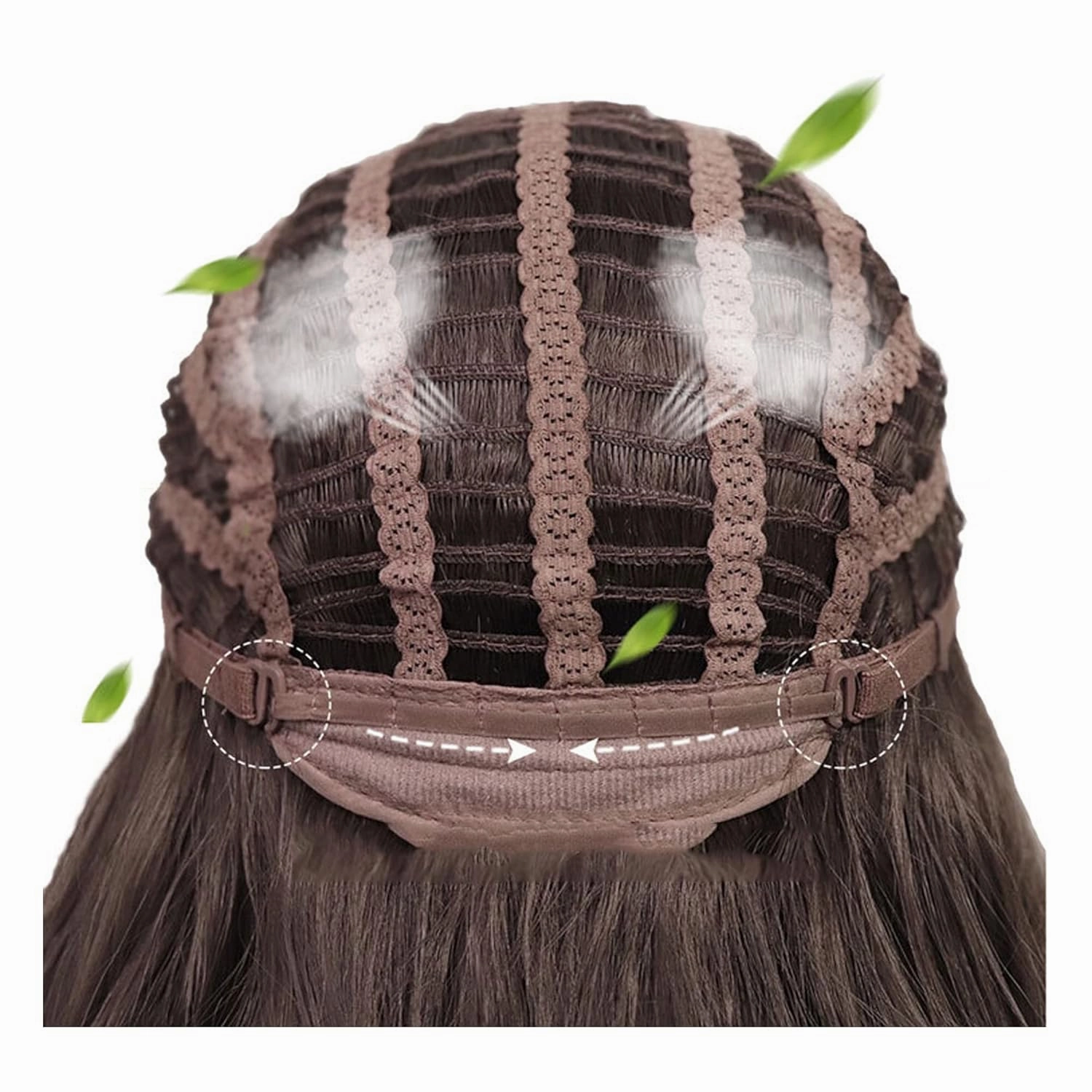 Letuwj Wig female long hair natural black medium length hair wig set Cool brown seven-piece set one size
