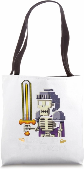 Level Up Your Frights Skeleton Game Character Halloween Tee Tote Bag
