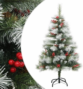 Lifelike Artificial Hinged Christmas Tree for Joyful Holiday Moments, 47.2" Tall with Beautiful Cones and Berries, Cozy Spaces