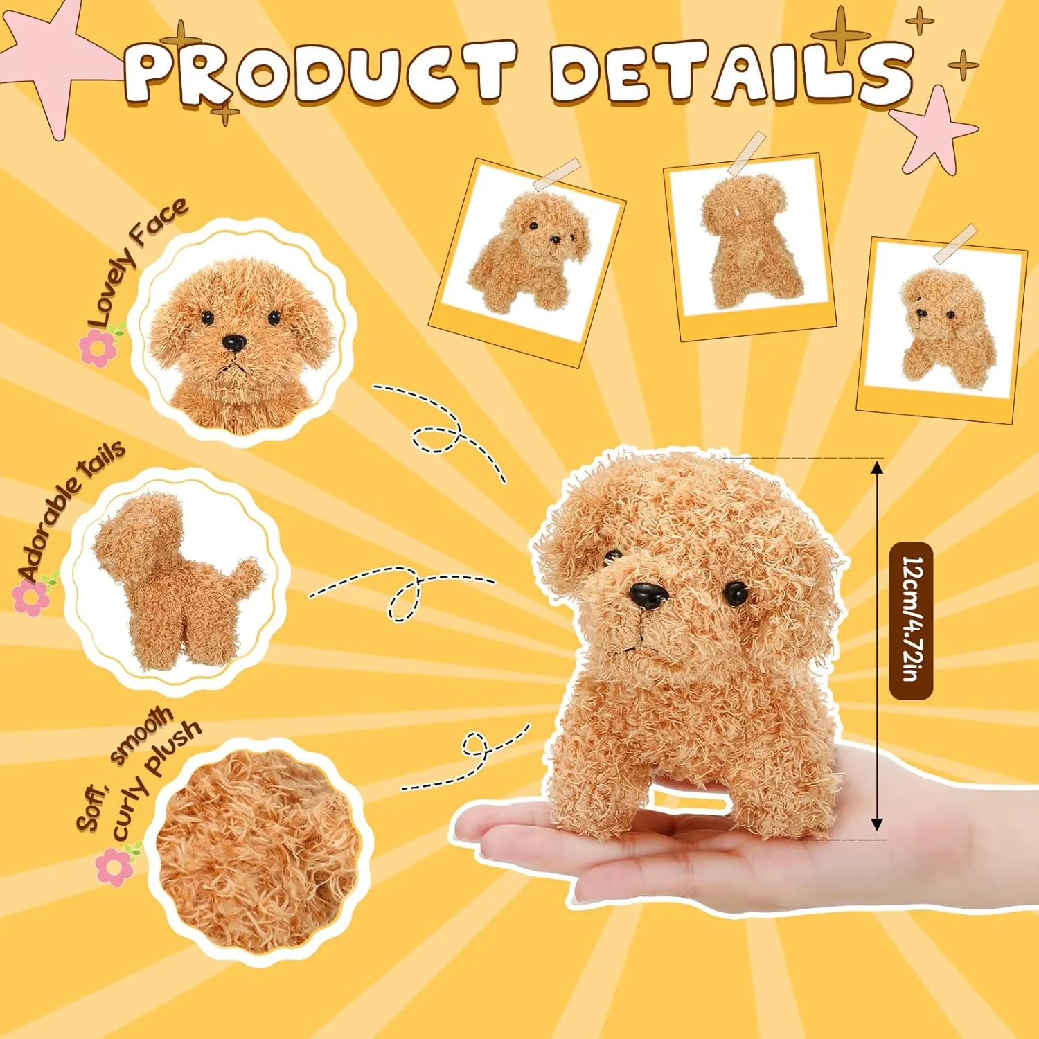 Liliful 50 Pcs Puppy Dogs Stuffed Animals Bulk Assorted Mini Dog Doll Soft Fluffy Plush Animal for Kids Baby Girls Boys Back to School Birthday Easter Gifts Party Favor(Light Brown)
