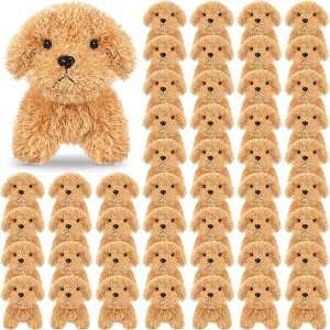 Liliful 50 Pcs Puppy Dogs Stuffed Animals Bulk Assorted Mini Dog Doll Soft Fluffy Plush Animal for Kids Baby Girls Boys Back to School Birthday Easter Gifts Party Favor(Light Brown)