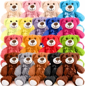 Liliful 18 Pcs 14 Inch Bear Stuffed Animals Toys Bulk Cute Soft Plush Bear Gifts for Birthday Baby Shower Party Favor Wedding Mother's Day Multicolor Unisex Multi-Purpose Plush Toys