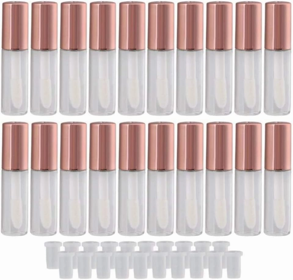 Lip Gloss Tubes, 20pcs Refill Empty Tubes Containers for DIY Lip Gloss Balm/Cosmetic (Rose)