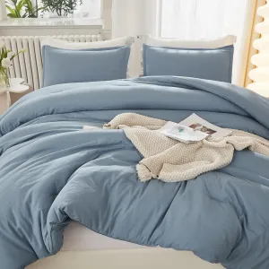 Litanika King Comforter Set Grayish Blue, 3 Pieces Lightweight Solid Bedding Comforter Set, All Season Fluffy Bed Set (104x90In Comforter & 2 Pillowcases)