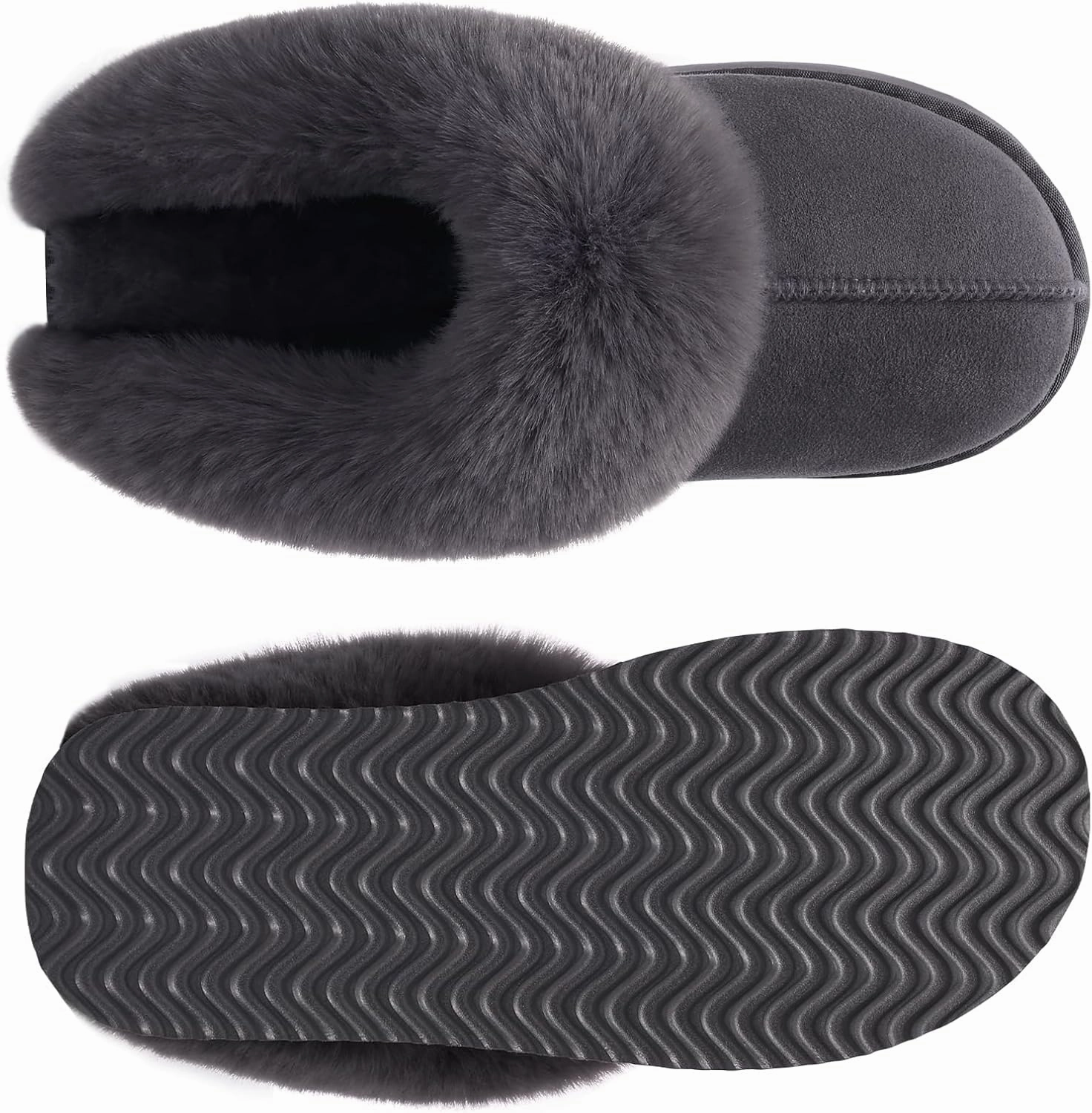 Litfun Fuzzy Platform Slippers for Women Comfy Winter House Shoes with Memory Foam Indoor Outdoor
