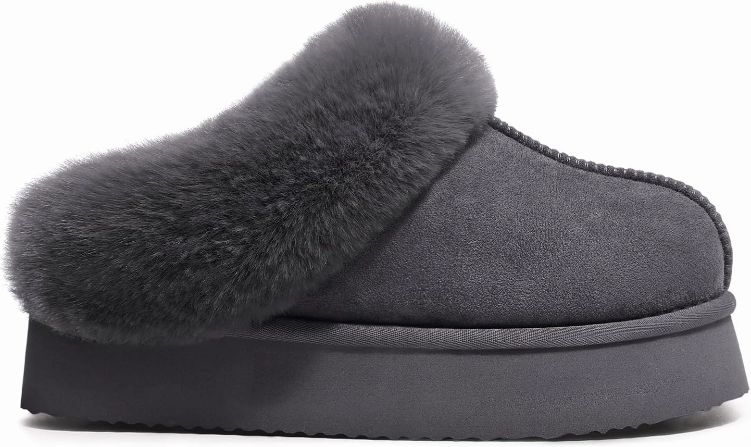 Litfun Fuzzy Platform Slippers for Women Comfy Winter House Shoes with Memory Foam Indoor Outdoor