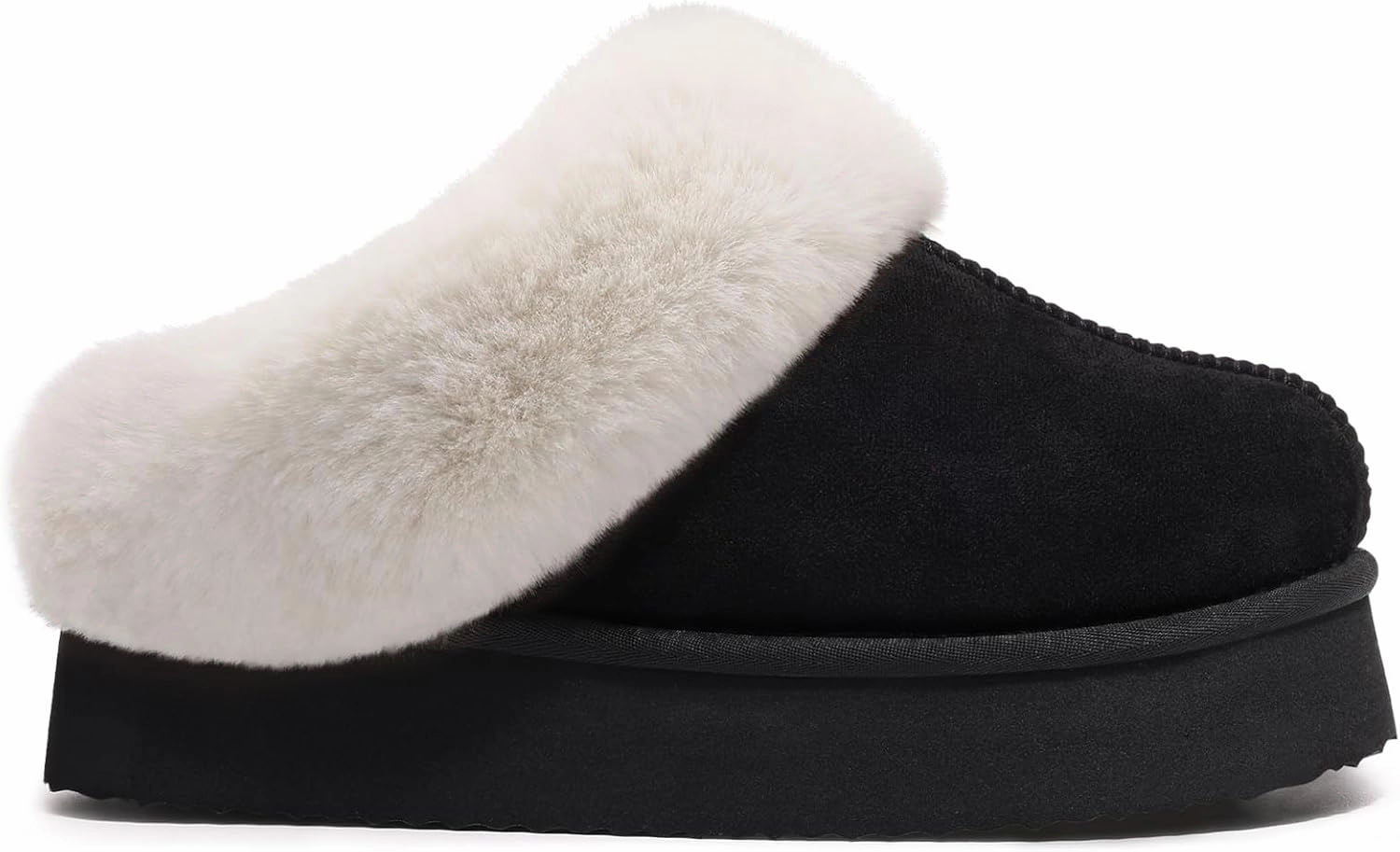 Litfun Fuzzy Platform Slippers for Women Comfy Winter House Shoes with Memory Foam Indoor Outdoor