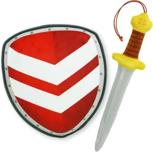 Little Knights Sword and Shield Playset - Safe Plush Soft Pretend Play Weapons - Gifts for Toddlers Kids - Red