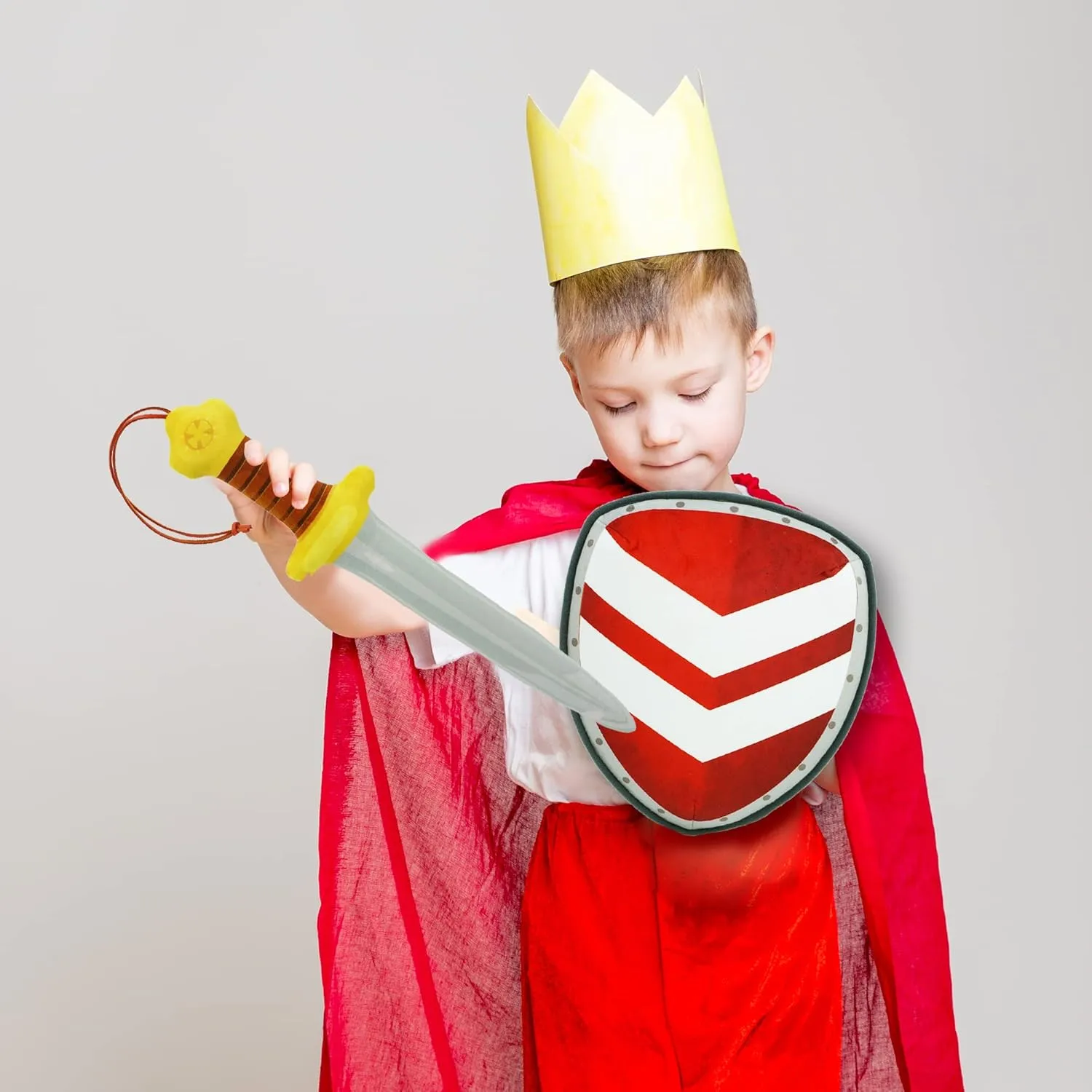 Little Knights Sword and Shield Playset - Safe Plush Soft Pretend Play Weapons - Gifts for Toddlers Kids - Red