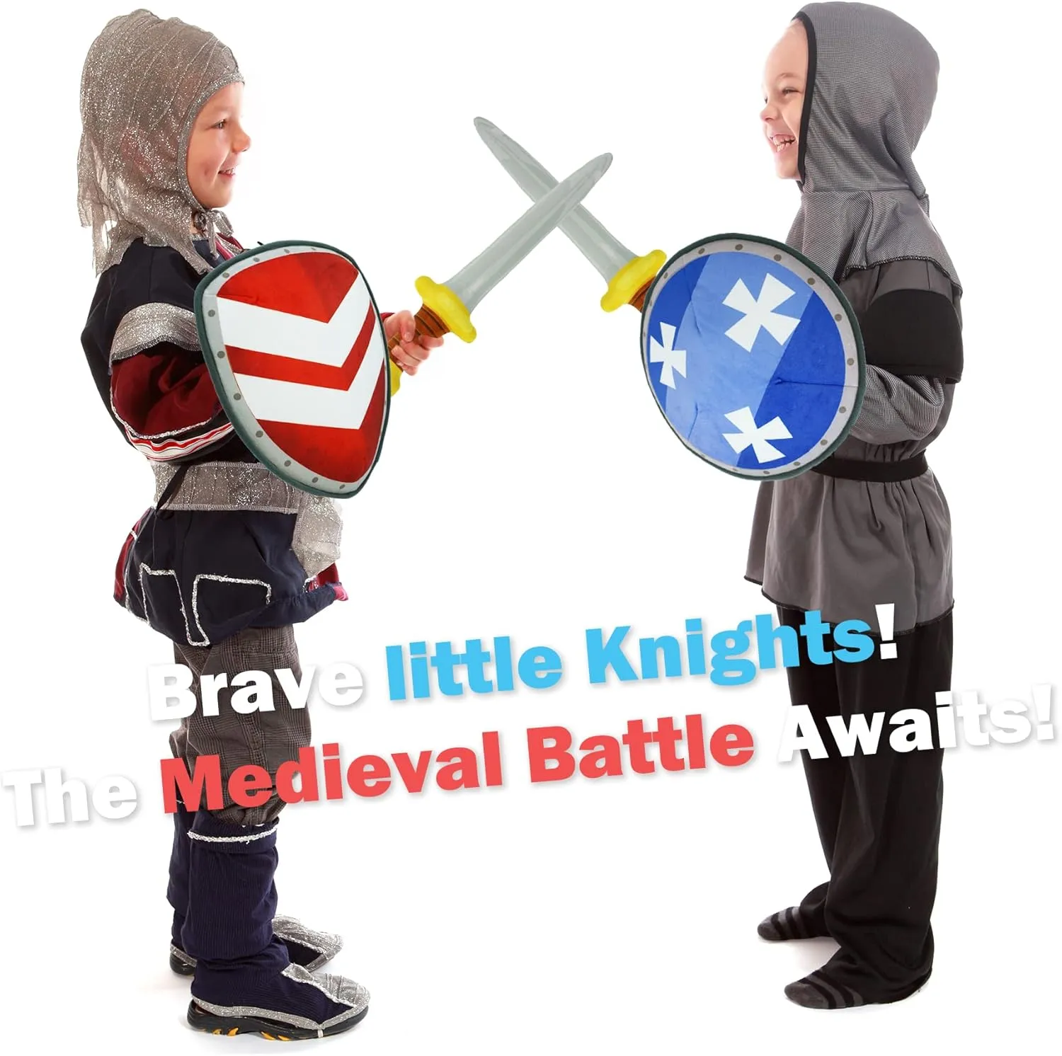 Little Knights Sword and Shield Playset - Safe Plush Soft Pretend Play Weapons - Gifts for Toddlers Kids - Red