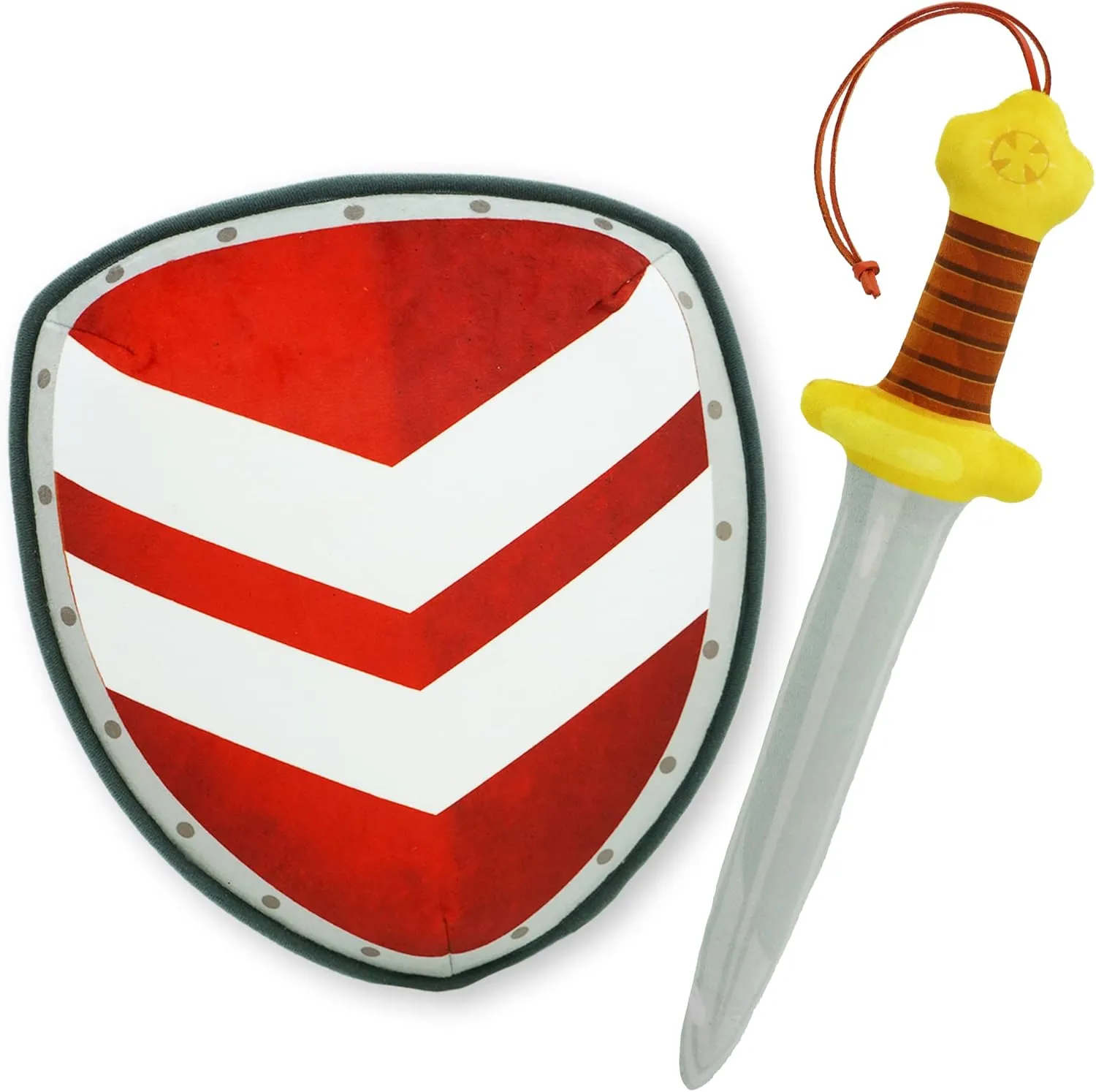 Little Knights Sword and Shield Playset - Safe Plush Soft Pretend Play Weapons - Gifts for Toddlers Kids - Red