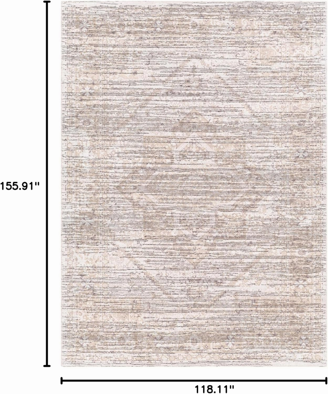Livabliss Nolita Vintage Washable Area Rug, 9'10" x 13', Tan, (10' x 13')
