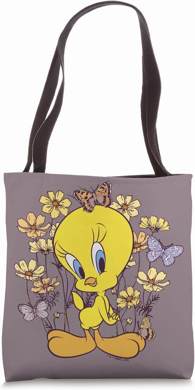 Looney Tunes Tweety & Butterflies Flower Field Portrait Tote Bag