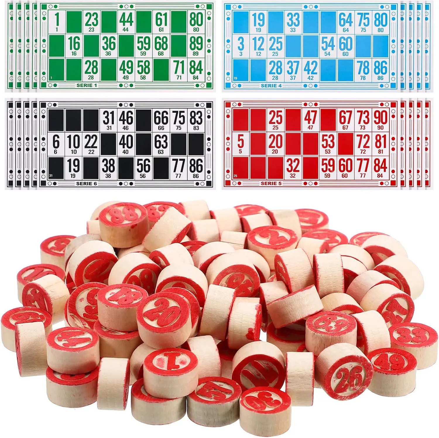 Lotto Game, Bingo Cards Set Russian Bingo Board Game Set of Wooden Barrels Cards Bingo Game Chips