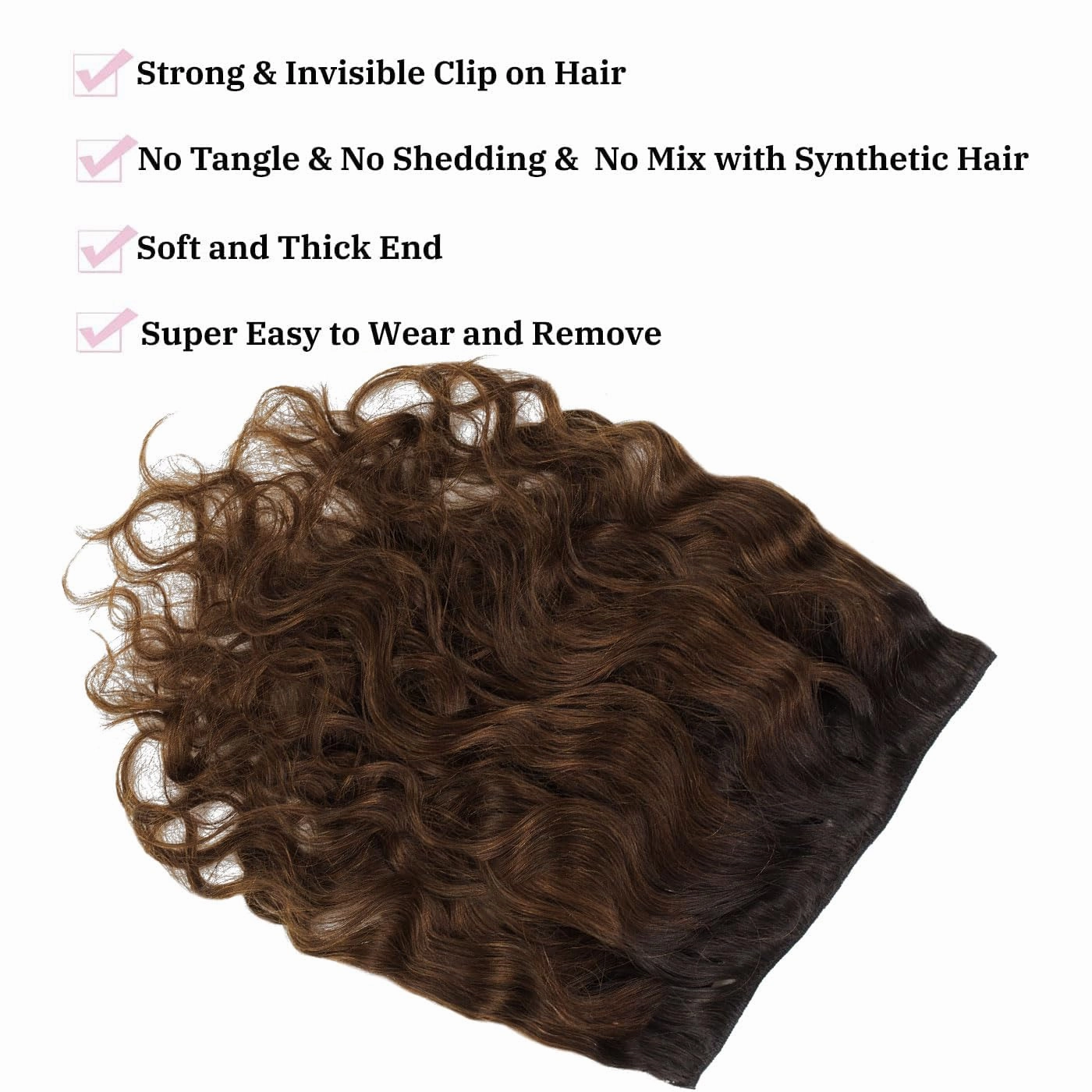 Loxxy Clip in Human Hair Extensions Natural Color Virgin Remy Human Hair Extensions #1B/4 Off Black to Dark Brown with Double Weft 120g/set 7Pcs/lot And 17 Clips Per Pack(18inch Natural Wave)