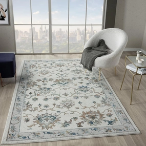 LR Home Indoor 2x9 Area Rugs for Home Decor | Turkish Rugs for Living Room, Bedroom, playroom, entryway, Office | Floral Modern Farmhouse Boho Area Rug for Room Decor | Ivory Multicolor