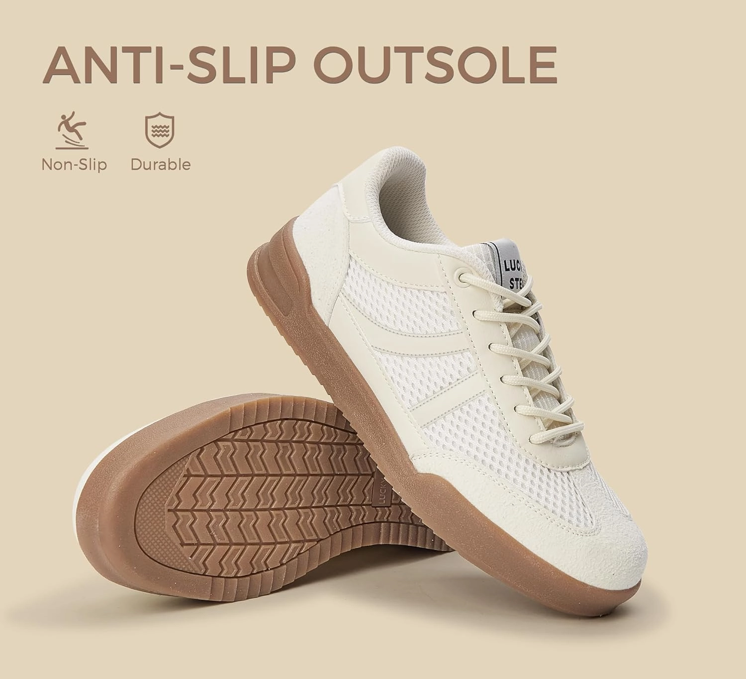 LUCKY STEP Women's Retro Fashion Sneakers Classic Mesh Gum Sole Tennis Footwear Casual Running Trainer Skate Walking Shoes