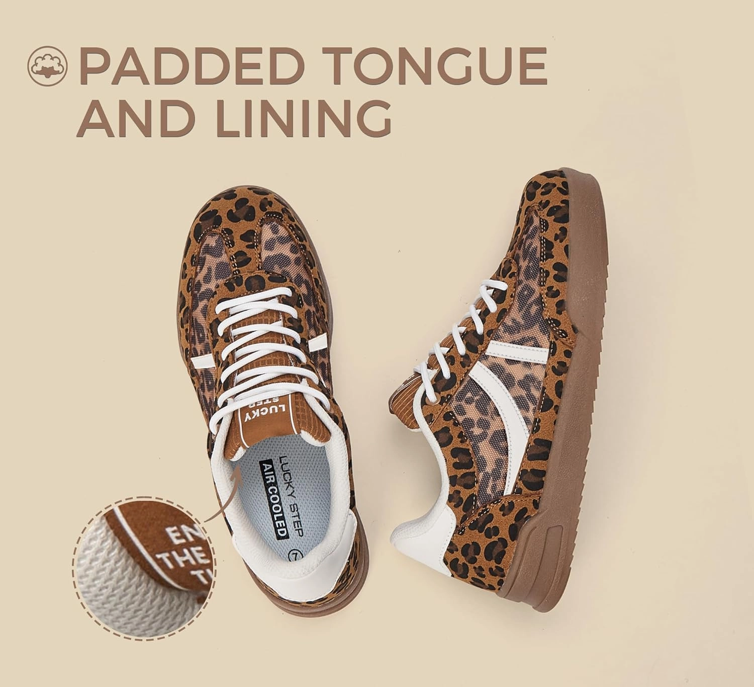LUCKY STEP Women's Retro Fashion Sneakers Classic Mesh Gum Sole Tennis Footwear Casual Running Trainer Skate Walking Shoes