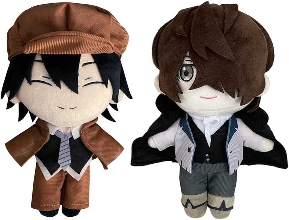 LUNK 2pcs Ranpo Edogawa Plush Throw Pillow 20cm Anime Soft Figure Edgar Allan Poe Hug Pillow Car Sofa Home Decoration Collectible Gifts