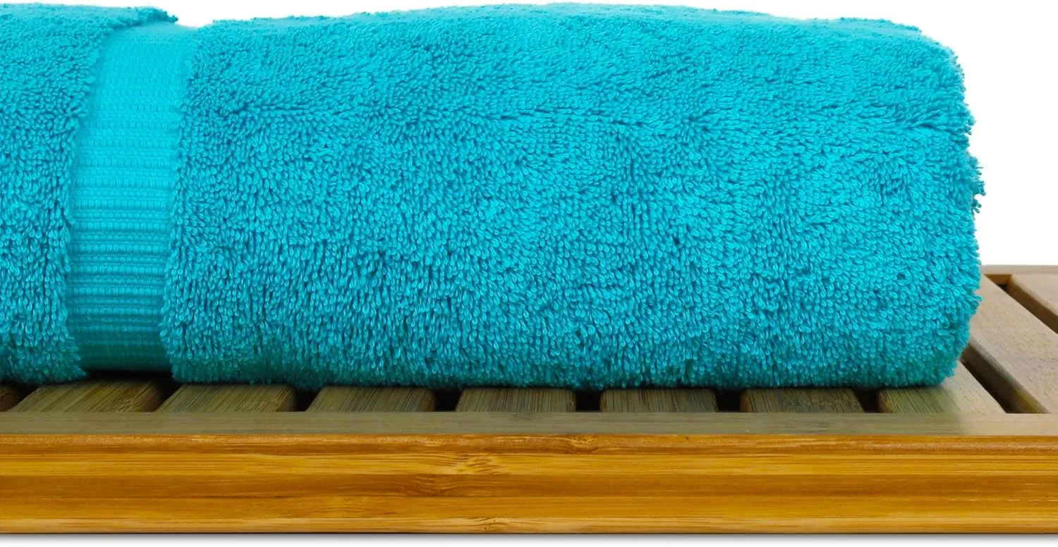 Luxury Hotel & Spa Collection Highly Absorbent, Quick Dry 100% Turkish Cotton 700 GSM, Eco Friendly Towel, for Bathroom Dobby Border Soft Bath Towel Set 27 X 54 (Aqua Blue, Bath Towels - Set of 2)