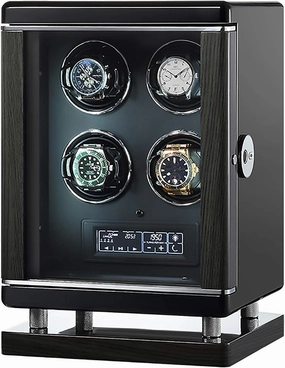 Luxury Smart Watch Winder for Automatic Mechanical Watches with Fingerprint Unlock, 4 Slots, Silent Rotation & 6 Modes