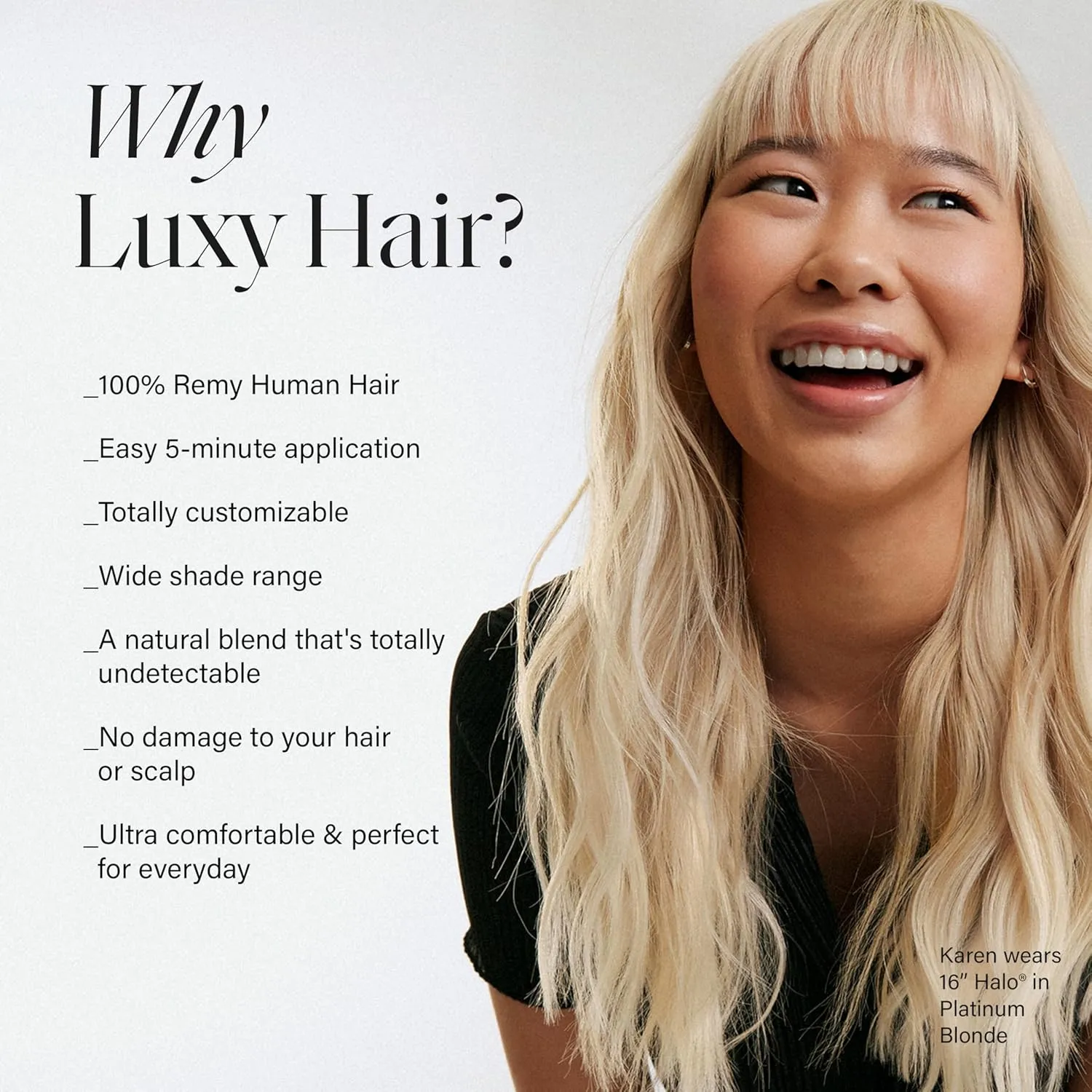 Luxy 100% Remy Human Hair – Halo Clip-In Hair Extensions –Natural Looking Volume & Length - One-Piece - Easy 5-Min Application 180 grams 20" Ash Brown Balayage