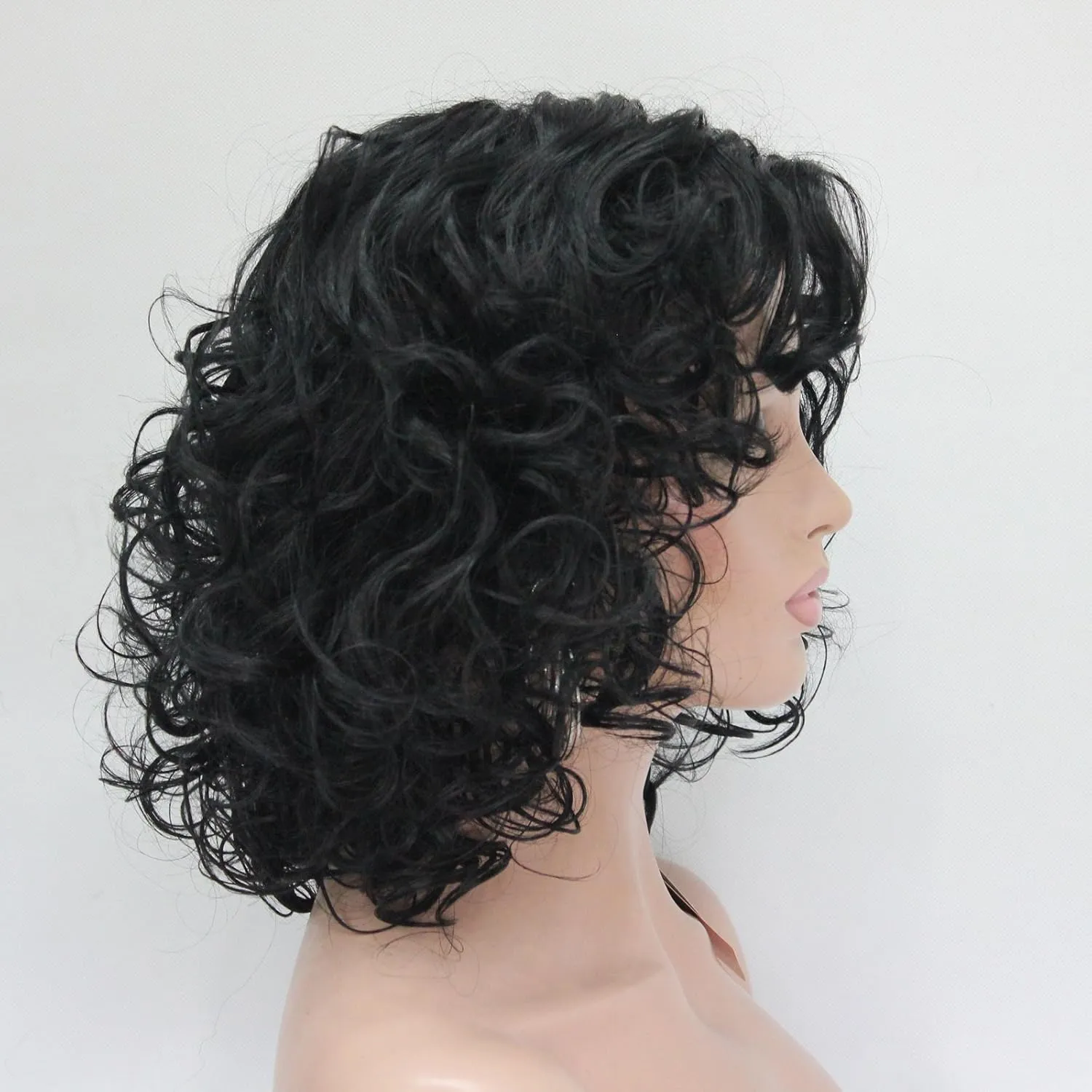 Lydell Short Soft Super Curly Layered Natural Movement Synthetic Wigs (Black)