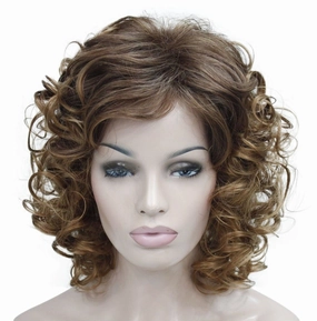 Lydell Short Soft Super Curly Synthetic Wigs Layered Natural Movement Dark Auburn and Strawberry Blonde mix