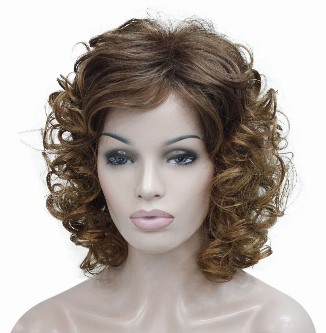 Lydell Short Soft Super Curly Synthetic Wigs Layered Natural Movement Dark Auburn and Strawberry Blonde mix