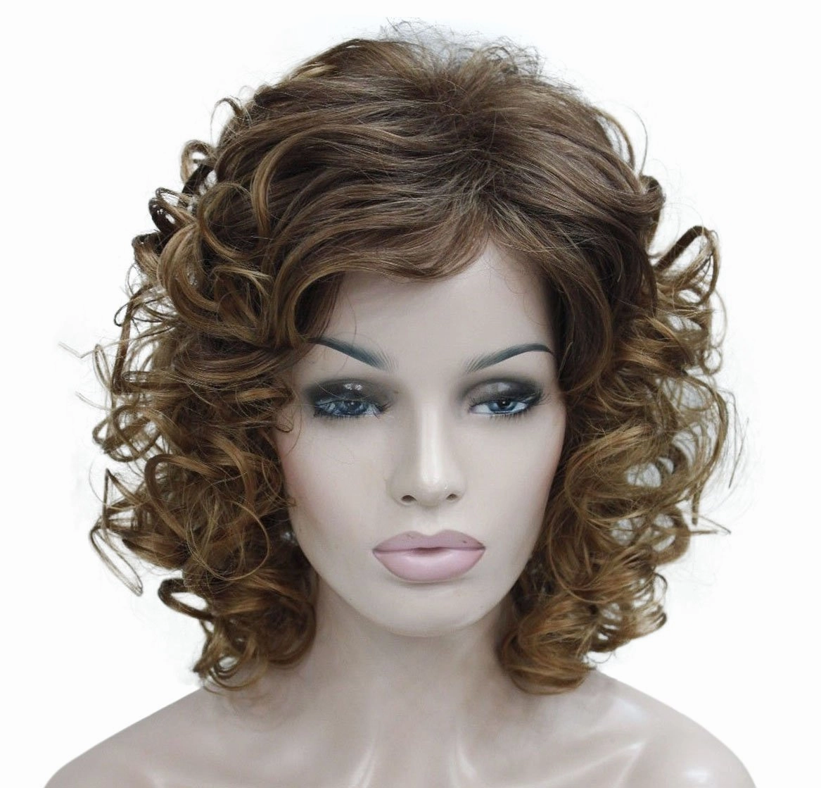 Lydell Short Soft Super Curly Synthetic Wigs Layered Natural Movement Dark Auburn and Strawberry Blonde mix