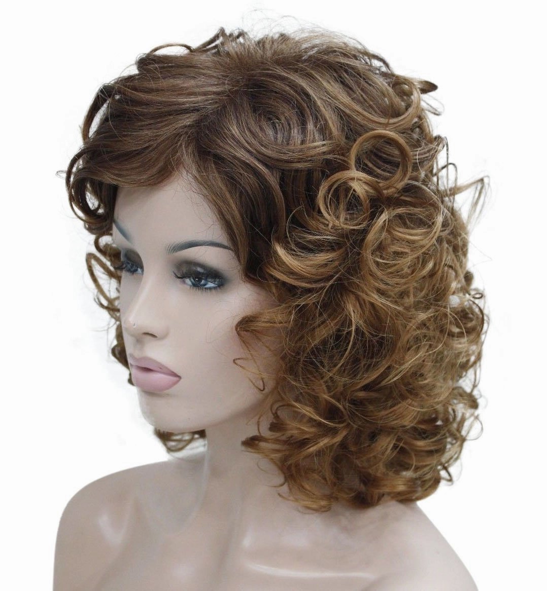 Lydell Short Soft Super Curly Synthetic Wigs Layered Natural Movement Dark Auburn and Strawberry Blonde mix