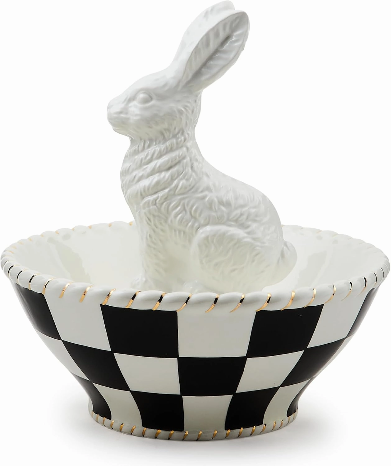 MACKENZIE-CHILDS White Rabbit Ceramic Candy Dish, Decorative Bowl for Candy