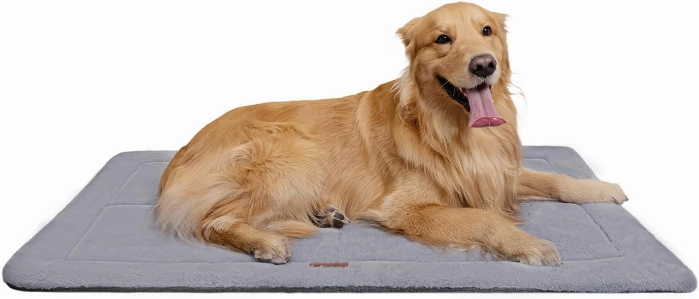 Made4Pets Dog Crate Pad Bed for Large Dogs, Washable & Reversible, Anti-Slip Kennel Mat for Cozy Sleeping, Soft Fluffy Dog Bed for Indoor & Outdoor Use, 41"x29", Gray