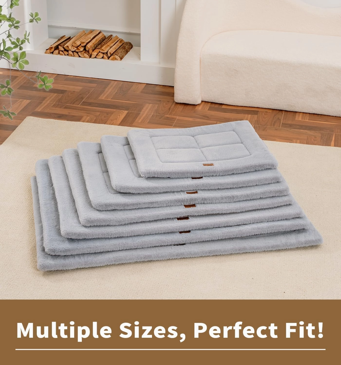 Made4Pets Dog Crate Pad Bed for Large Dogs, Washable & Reversible, Anti-Slip Kennel Mat for Cozy Sleeping, Soft Fluffy Dog Bed for Indoor & Outdoor Use, 41"x29", Gray
