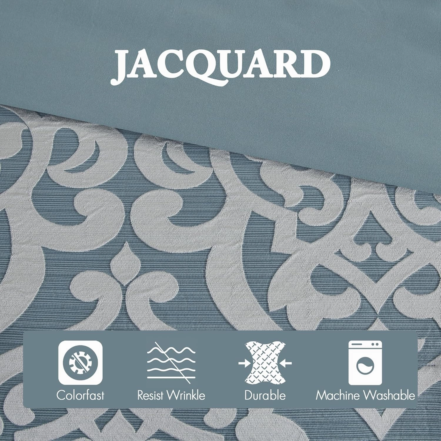 Madison Park Odette Cozy King Size Comforter Set Jacquard Damask Medallion Design - Modern All Season, Down Alternative Bedding, Shams, Decorative Pillows, King(104 in x 92 in), Aqua