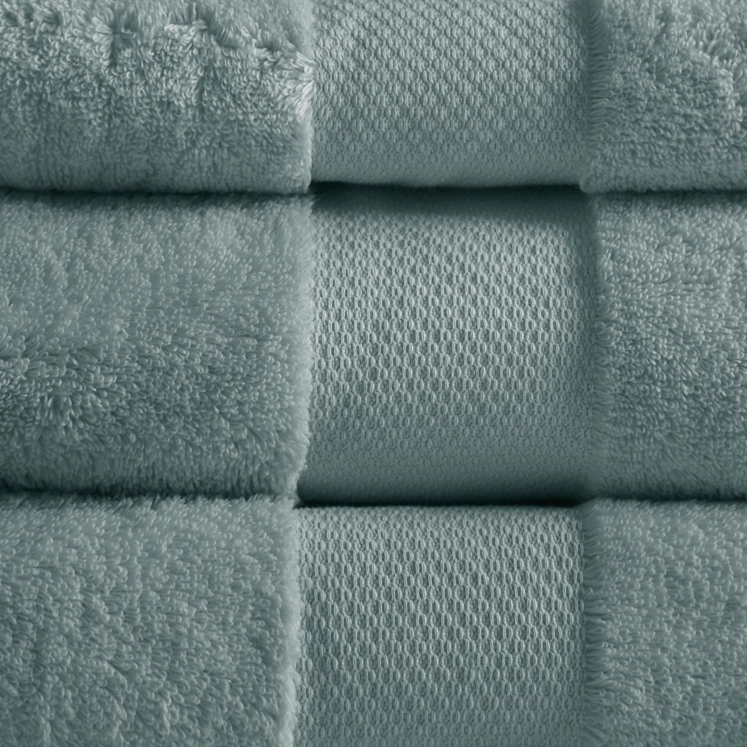 Madison Park Turkish 100% Cotton 600Gsm Luxury Premium Thick Soft Absorbent Hotel Bathroom Towel Set Shower Hand Face Washcloths, Assorted Sizes, Blue 6 Piece