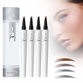 Magic Eyebrow Pencil, 2024 New 3D Waterproof Microblading Eyebrow Pencil Contouring Pen, Natural Makeup Fine Stroke Magic Eyebrow Pencil with 4 Micro-Fork Tip for women Makeup(C,4pcs,Set)