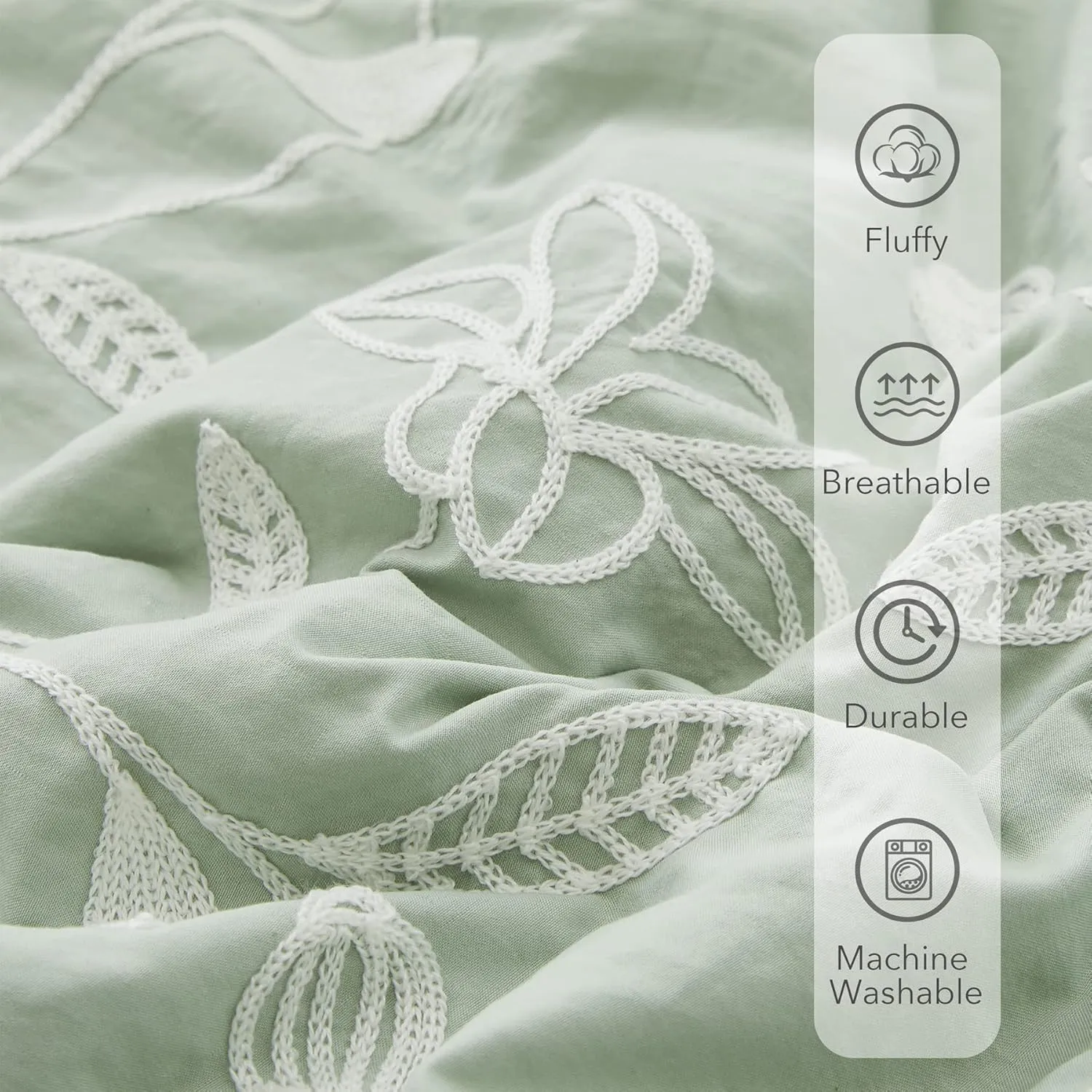 MaiRêve Queen Size Comforter Sets, Embroidery Queen Bedding Sets 7 Pieces, Sage Green Comforter Set Queen Size, All Season Bed in A Bag Queen with Sheets, Comforter,Pillowcase & Shams