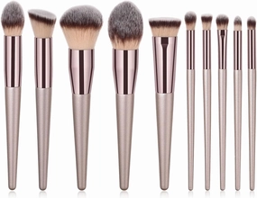 Make up Brushes,10Pcs Champagne Makeup Brushes Set for Cosmetic Foundation Powder Blush Eyeshadow Kabuki Blending Make Up Brush, Champagne