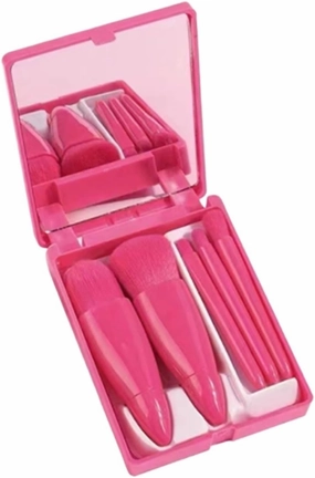 Make Up Brushes Set Makeup Brush Set Easy-to-Carry Travel 5-Piece All-in-one Makeup Brush Set Makeup Tools Set(Red)