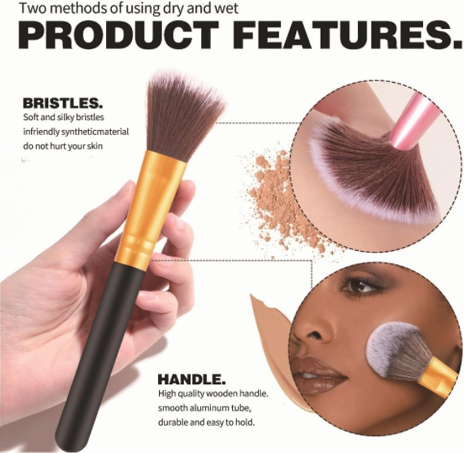 Make Up Brushes Set Makeup Brush Set Plastic Handle 5 Pieces for Eye and Face Makeup Brushes Makeup Tools Set(Yellow)