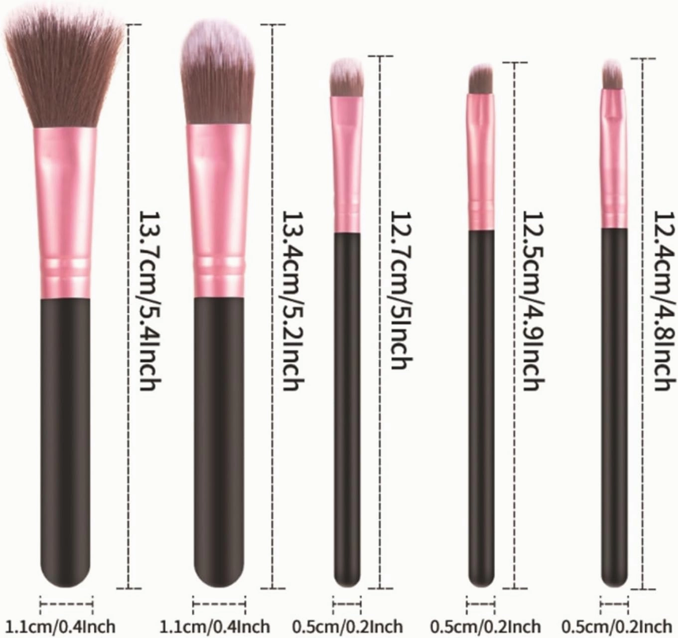 Make Up Brushes Set Makeup Brush Set Plastic Handle 5 Pieces for Eye and Face Makeup Brushes Makeup Tools Set(Yellow)