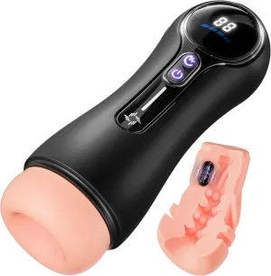 Male Masturbator Penis Pump, Sex Toys for Men with 4 Suction & 9 Vibration Modes, Hands-Free Male Sex Toy with LED Display, Adult Toys, Mens Sex Toys, Pumps & Enlargers for Men's Pleasure