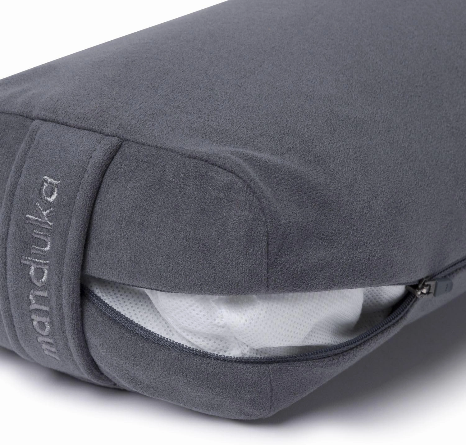 Manduka enlight Bolster Pillow - Yoga Pillow with Machine Washable Microfiber Cover, Curved Design for Optimal Workout and Meditation Support, Yoga and Pilates Equipment
