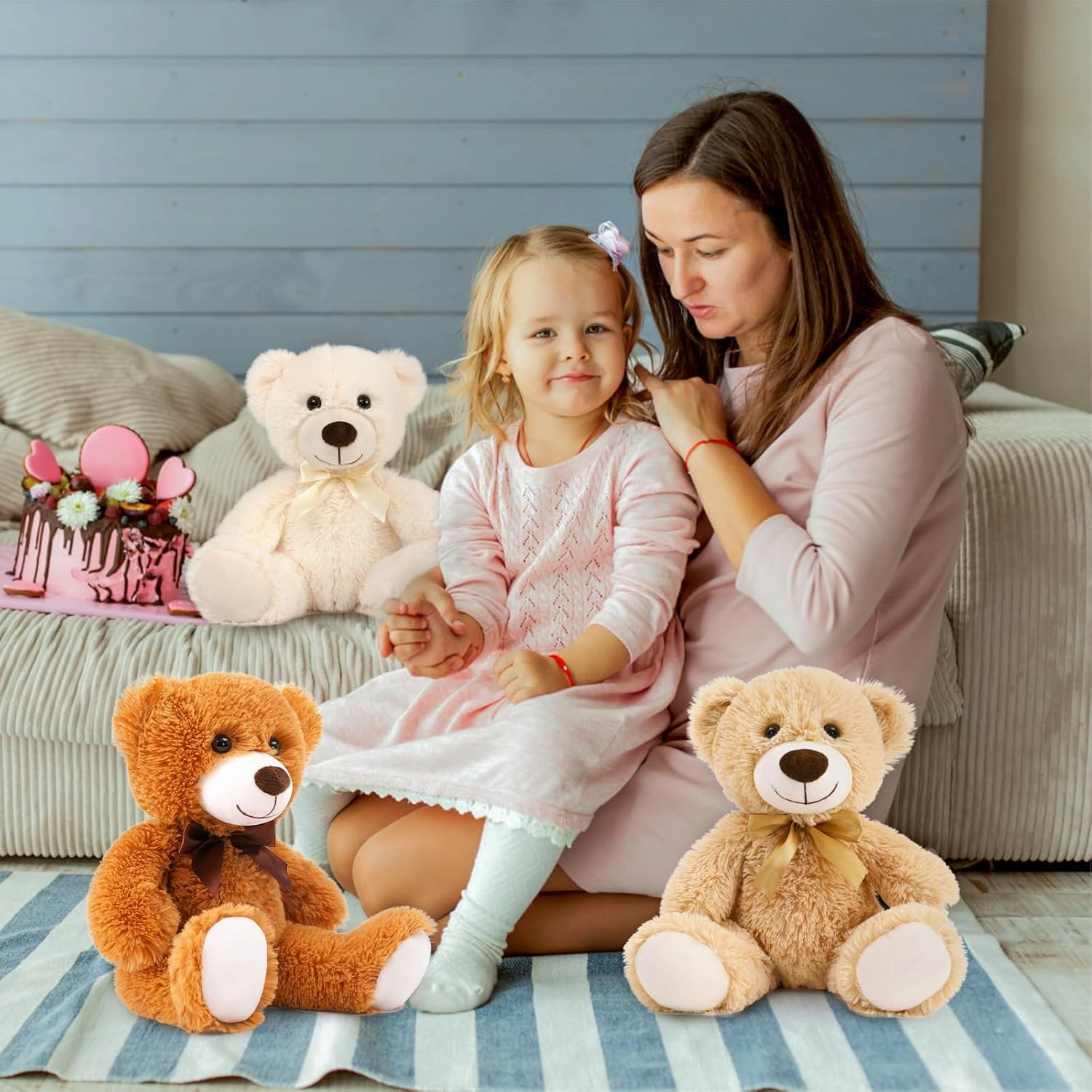 MaoGoLan Bulk Teddy Bear Baby Shower, 12 Packs Small Teddy Bear Stuffed Animals in Bulk,13.5" Small Stuffed Bears Plush for Wedding,Birthday,Christmas, Party Decorations