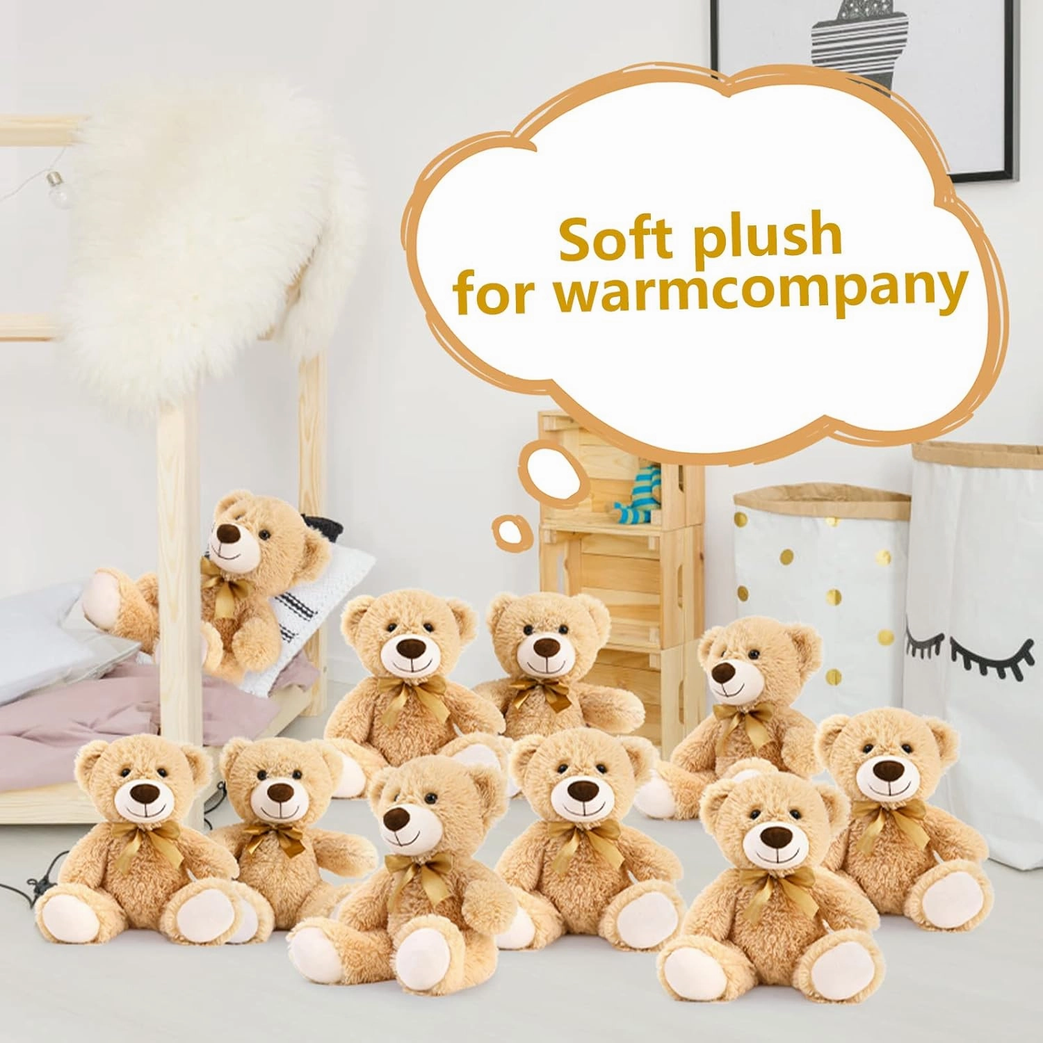 MaoGoLan Bulk Teddy Bear Baby Shower, 12 Packs Small Teddy Bear Stuffed Animals in Bulk,13.5" Small Stuffed Bears Plush for Wedding,Birthday,Christmas, Party Decorations