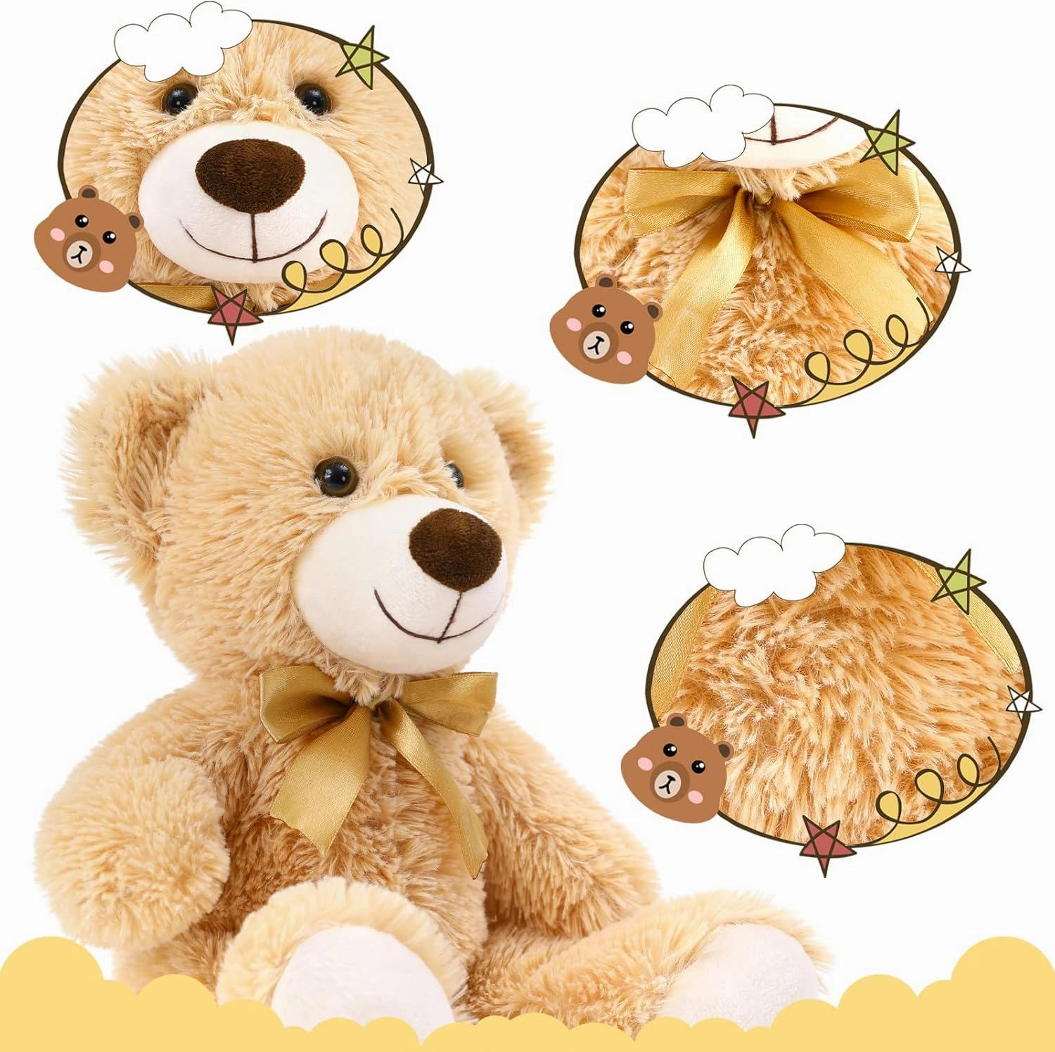 MaoGoLan Bulk Teddy Bear Baby Shower, 12 Packs Small Teddy Bear Stuffed Animals in Bulk,13.5" Small Stuffed Bears Plush for Wedding,Birthday,Christmas, Party Decorations