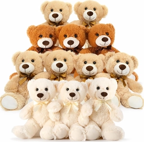 MaoGoLan Bulk Teddy Bear Baby Shower, 12 Packs Small Teddy Bear Stuffed Animals in Bulk,13.5" Small Stuffed Bears Plush for Wedding,Birthday,Christmas, Party Decorations